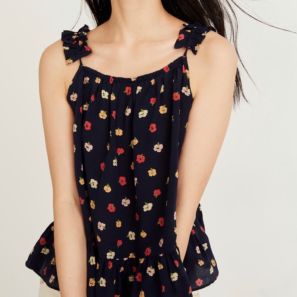 NWT Madewell Silk Ruffle-Strap Cami